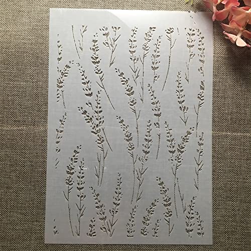 TIAMECH A4 Reusable Grass Stencil for Painting - Thin Grass Leaves Layering Template, DIY Wall Art, Wood Furniture, Scrapbook & Crafts (8.3x11.7inch) - style: Thin Grass