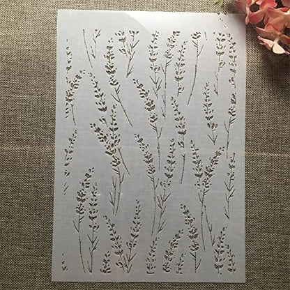 TIAMECH A4 Reusable Grass Stencil for Painting - Thin Grass Leaves Layering Template, DIY Wall Art, Wood Furniture, Scrapbook & Crafts (8.3x11.7inch) - style: Thin Grass