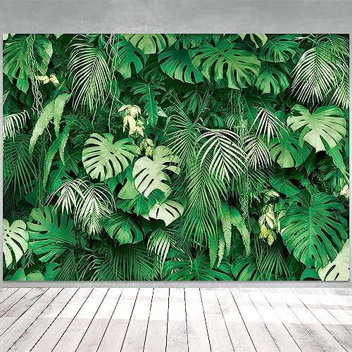 9x6FT Jungle Palm Wildlife Park Photography Background Baby Shower Friends Party Family Party Decor Photo Backdrop Green Tropical Palm Leaves Picture - size: 9x6FT