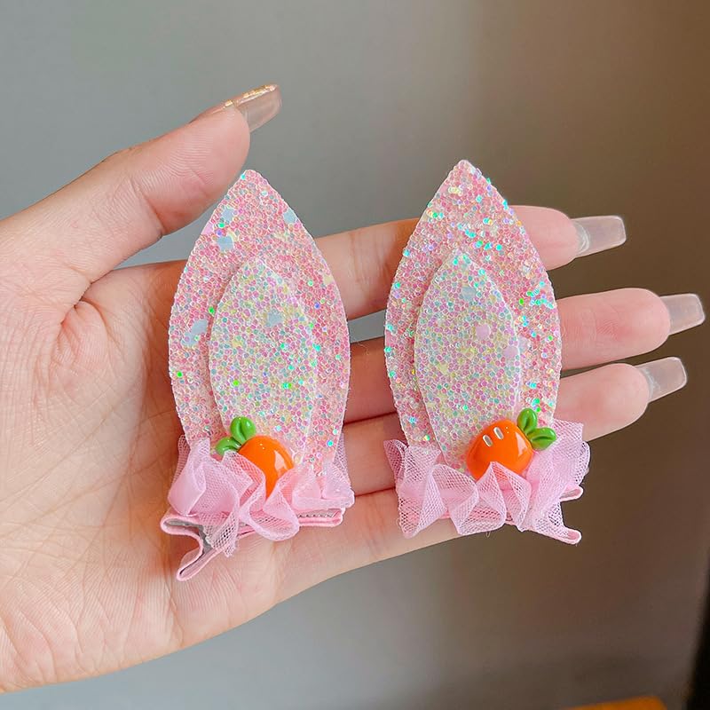 Baby Girls Carrot Hair Clips Pin Easter Bunny HairClips Carrot Hair Barrettes Pin JHE27 (Pink Ear) - color: Pink Ear