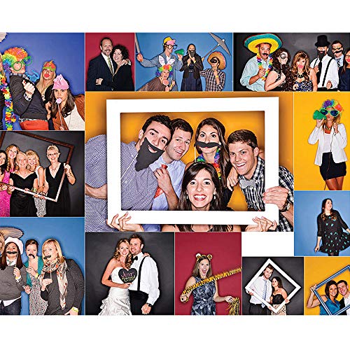 Party Props for Photo Booth Birthday Wedding Kids Adult Prom 58 Pcs, DIY Funny Ronwace Costumes with Mustache on a Stick, Hats, Glasses, Mouth, Bowler, Bowties