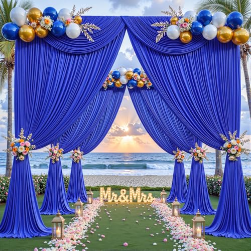 8ftx10ft Wrinkle Free Royal Blue Backdrop Curtain - 10 Feet Photography Backdrop Drapes, Silky Polyester Back Drop Cloth for Wedding Baby Shower Balloon Arch Background - color: Royal Blue, size: 8FTx10FT (W4'xH10', 2 Panels)