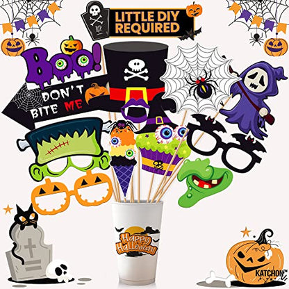 KatchOn Halloween Photo Booth Props - 56 Pack | Hocus Pocus Witch Photo Booth Props - color: Orange and Black