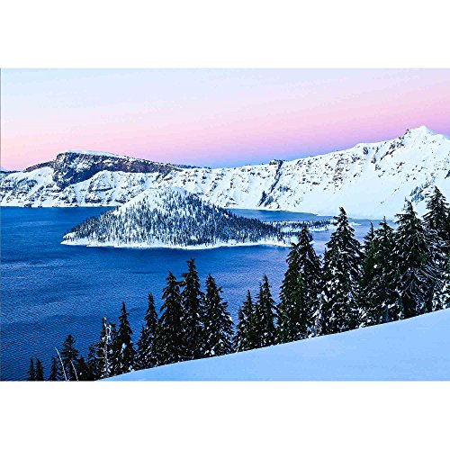 wall26 - Lake Oregon - Crater Lake National Park - Removable Wall Mural | Self-Adhesive Large Wallpaper - 66x96 inches - color: Artwork - 25, size: 66"x96"