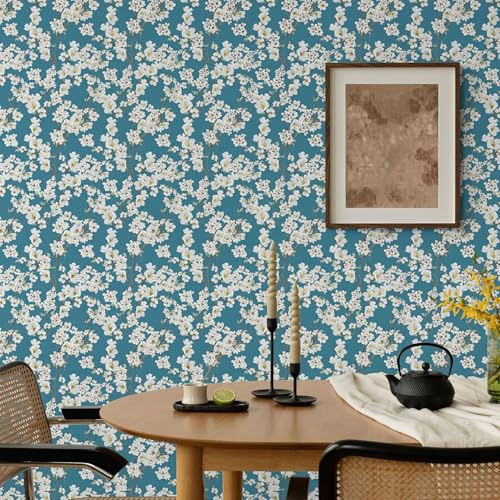 Main Street Peel and Stick Wallpaper Eco-Friendly Sheets 12 Pack, 11 X 16 Inch Magnolia Branches Design, Wall Mural for Home Decor, Removable Wall Decor Wallpaper Peel and Stick for DIY Projects - style: Magnolia Branches Design SCF