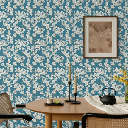 Main Street Peel and Stick Wallpaper Eco-Friendly Sheets 12 Pack, 11 X 16 Inch Magnolia Branches Design, Wall Mural for Home Decor, Removable Wall Decor Wallpaper Peel and Stick for DIY Projects - style: Magnolia Branches Design SCF