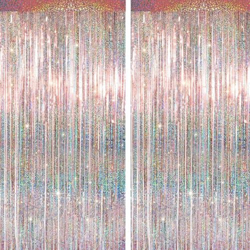 4 Packs Rose Gold Foil Fringe Curtain, Rose Gold Glitter Metallic Tinsel Backdrop for Birthday Wedding Bridal Baby Shower Engagement Bachelorette Party Decorations Supplies - color: Champagne Gold