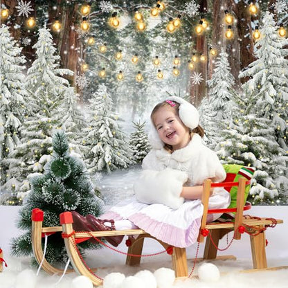 Avezano 7x5ft Winter Forest Backdrop Wonderland Snowflake Backdrop Snowy Christmas Tree Photography Background Winter Christmas Holiday Party Decorations Photo Booth Props - size: 7x5ft