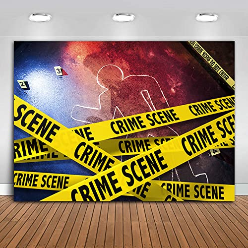 Crime Scene Photography Backdrop Body Silhouette Caution Barricade Tape Background Do Not Enter Party Decorations for Halloween Party Photo Booth Studio Props Cake Table Banner 7x5ft BJZSME133