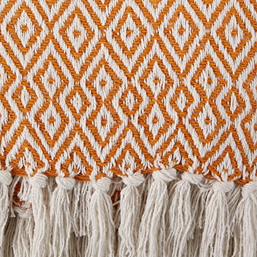 DII Rustic Farmhouse Double Diamond Woven Throw, 50x60, Pumpkin Spice - color: Pumpkin Spice