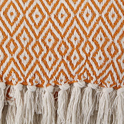 DII Rustic Farmhouse Double Diamond Woven Throw, 50x60, Pumpkin Spice - color: Pumpkin Spice