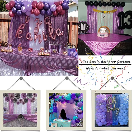 Lavender Sequin Backdrop Curtains 2FTx8FT 4 Panels Lilac Glitter Curtains Photo Background for Parties Wedding Baby Shower - color: Lavender, size: 2FTx8FT-4PCS