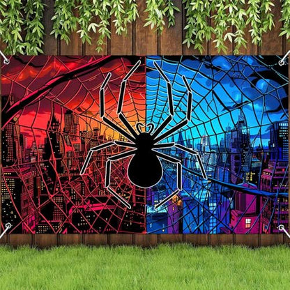 6×4FT Dark Psychedelic Spider Backdrop Birthday Movie Party Decorations Witch Photo Booth Studio Props TAYHB101 - size: 6x4FT