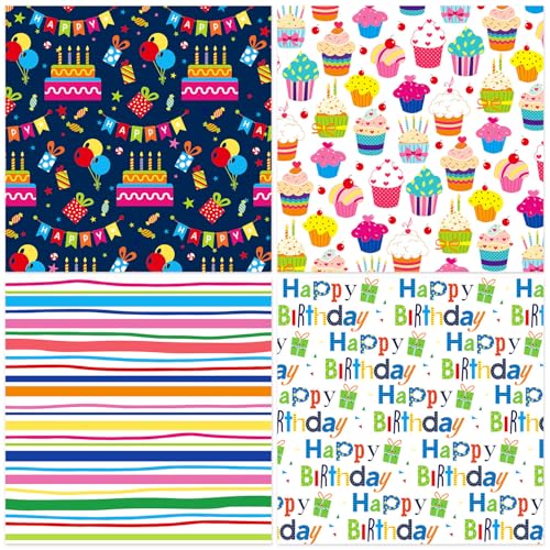 24 Sheets Happy Birthday Scrapbook Paper Pad,160gsm Textured Double-Sided Pattern Planner Junk Journal Craft Paper,Card Making Supplies,30×30cm - color: Happy Birthday