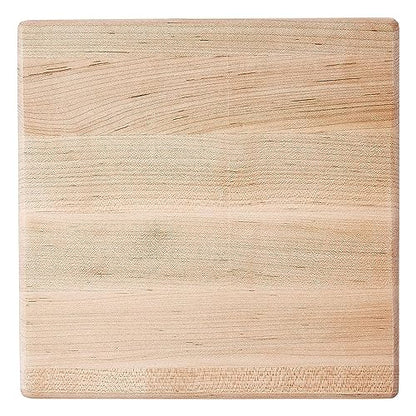 John Boos B Series Square Wooden Maple Cutting Board 9”x9” – 1.5” Thick, 3.7-lb Non-Reversible Butcher Block with Wood Bun Feet & Edge-Grain - color: Maple with Wood Feet, size: 9"L x 9"W