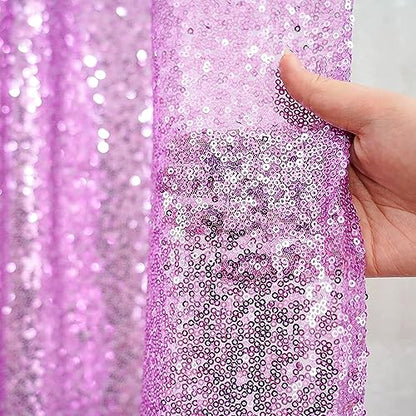 Lavender Sequin Backdrop Curtains 2FTx8FT 2 Panels Light Purple Glitter Photo Booth Backdrop Sparkly Background Drapes for Wedding Bridal Baby Shower Photography Birthday Party - color: Lavender, size: 2FTx8FT-2PCS
