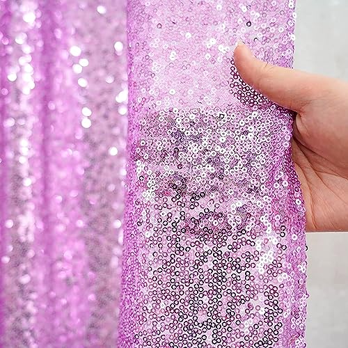 Lavender Sequin Backdrop Curtains 2FTx8FT 4 Panels Lilac Glitter Curtains Photo Background for Parties Wedding Baby Shower - color: Lavender, size: 2FTx8FT-4PCS