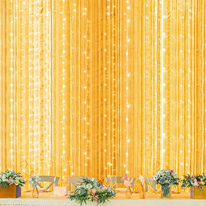 Twinkle Star 600 LED Window Curtain String Light for Wedding Party Home Garden Bedroom Outdoor Indoor Wall, Warm White - size: 600 LED