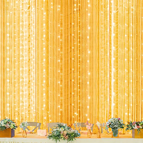 Twinkle Star 600 LED Window Curtain String Light for Wedding Party Home Garden Bedroom Outdoor Indoor Wall, Warm White - size: 600 LED