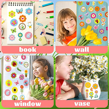 Joy Bang 344 Pcs Spring Stickers for Kids Flowers Stickers Butterfly Bug Animal Nature Sticker for Water Bottles Laptops Cards Envelopes School Classroom Spring Party Favors Supplies Gifts - style: Spring Flowers
