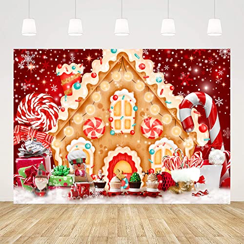 Ticuenicoa 7x5ft Christmas Gingerbread House Backdrop for Photography Winter Merry Xmas Snow Scene Lollipop Candyland Background Santa Baby Shower Birthday Party Decorations Photo Studio Props - size: 7x5ft