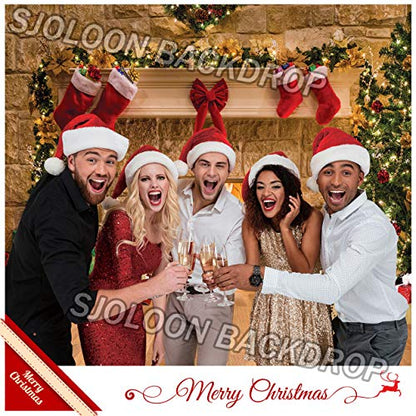 12x8FT Christmas Photography Backdrops Child Christmas Fireplace Decoration Background for Photo Studio (11209) - size: 12x8FT