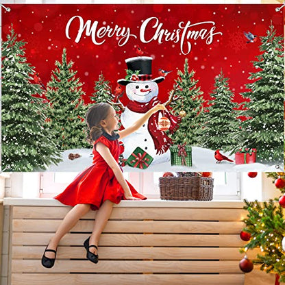 Irenare Christmas Backdrop Merry Christmas Banner Party Decoration Xmas Photography Background Photo Props for Winter Holiday New Year Eve Family Party Decoration Supplies(Snowman) - style: Snowman