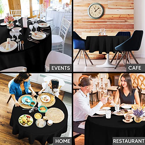 Utopia Kitchen Round Table Cloth 2 Pack(70 Inches, Black), Tablecloth Machine Washable, Polyester Table Cover for Dining, Buffet Parties, Picnics, Events, Weddings and Restaurants - color: Black, size: 2 Pack 70 Inch Tablecloth