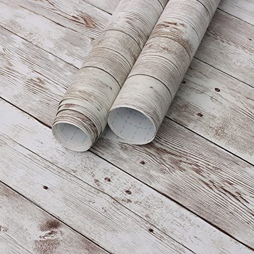 Heroad Contact Paper Peel and Stick Wallpaper Wood Grain Contact Paper for Cabinets Countertop Waterproof Removable Wallpaper Self Adhesive Decorative Shiplap Papel Tapiz para Pared 17.7''x78.7'' - size: 17.7" x 78.7"