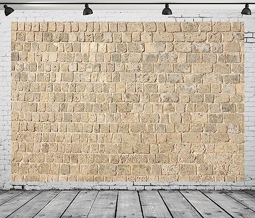 BELECO 6x6ft Fabric Vintage Brick Stone Wall Backdrop Textured Brick Rock Stone Wall Photography Background Medieval Castle Stone Wall for Party Decorations Studio Booth Photo Props - size: 6x6FT