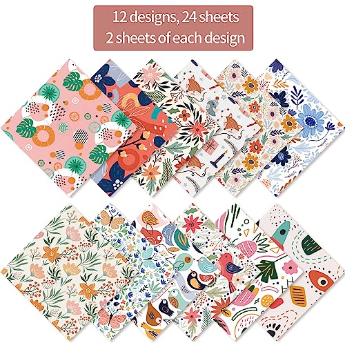 6x6” 160gsm cardstock Single Sided Scrapbooking 24 Papers Pad vintage decoupage scrapbook kit patterned paper junk journal supplies journaling supply scrap paper crafting Flower Bird - color: 24sheets-flower bird