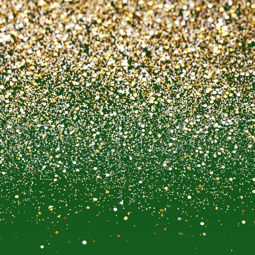8x8ft Green and Gold Backdrop Birthday Gold Spots Bokeh Wedding Prom Graduation Photography Background X-224 - color: Green, size: 8X8ft