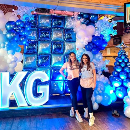 Blue Square Foil Balloon Wall,25Pcs Double Sided Balloons Backdrop Helium Polyester Film Balloon Tunnel Arch Garland Kit for Birthday Bridal Anniversary Baby Shower Party Decorations - style: Blue