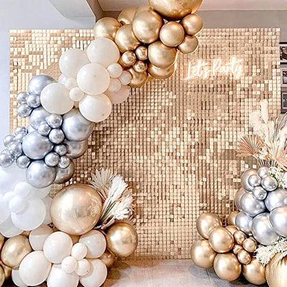 Champagne Glitter Wall Backdrop 6FTx4FT Sequin Wall Shimmer Wall Panels for Party Wedding Disco Backgrounds - color: Champagne, size: 6ftx4ft