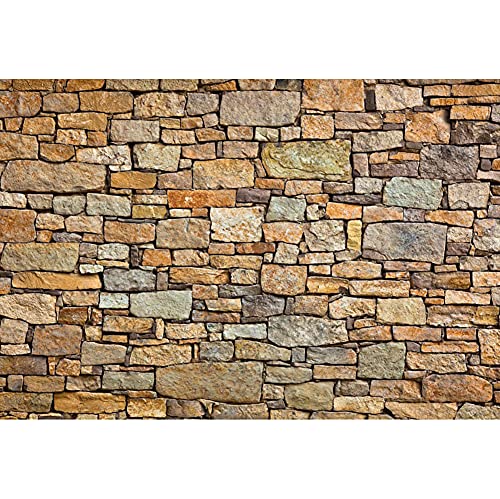 Laeacco 10x8FT Rustic Brick Wall Backdrop Vintage Brown Stone Brick Wall Texture Old House Photography Background Party Decorations Retro Wallpaper Newborn Baby Kids Adults Portrait Photo Shoot Prop - size: 10' x 8'