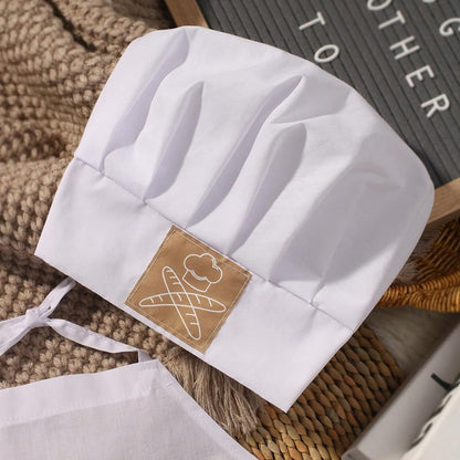 Baby Chef Outfit Apron And Chef Hat Set, Baby Photoshoot Props Boy Newborn Photography Costume Infant Bakery Outfits - color: White