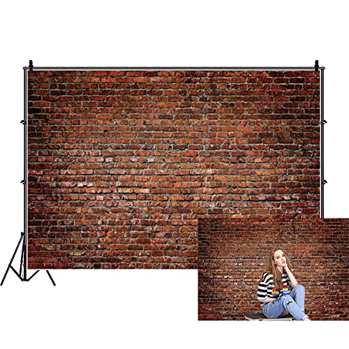 Renaiss 7x5ft Red Brick Wall Backdrop Polyester Fabric Rustic Old Brick Photo Photography Background for Newborn Baby Shower Kids Adult Birthday Party Decor Banner Photo Booth Studio Props - color: WSNKY02756, size: 7x5ft