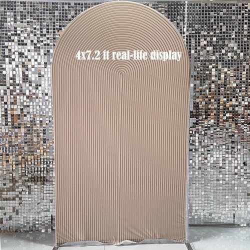 2D Printed Ripples Party Arch Cover - Beige, 7.2x4ft - Stretchy Spandex - Wedding & Birthday Occasion - Polyester Material - color: Beige Cover454, size: 7.2x4ft