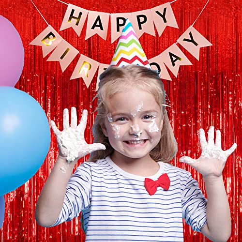 2 Pack Foil Curtain Backdrop Red Metallic Tinsel Foil Fringe Curtains Photo Booth Props for Birthday Wedding Engagement Baby Shower Bachelorette Christmas Holiday Celebration Party Decorations - color: Red, size: 2 Pcs