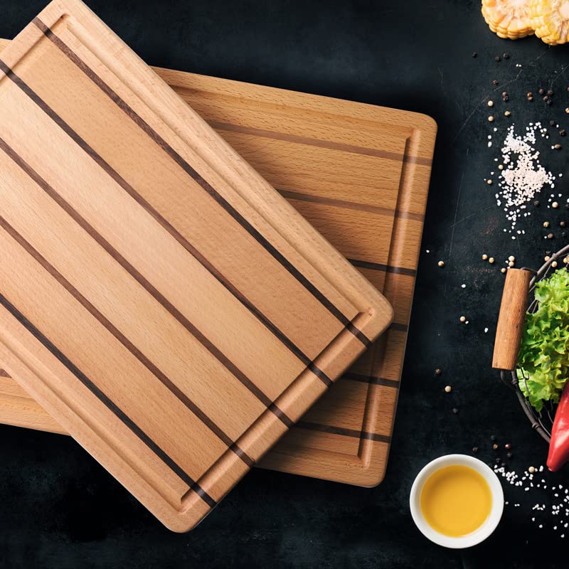 Solid Wood Cutting Board for Steak & Pizza, Durable Chopping Block for Kitchen & Restaurant, 13" x 9" x 0.8", Ideal for Veggies & Cooked Meat
