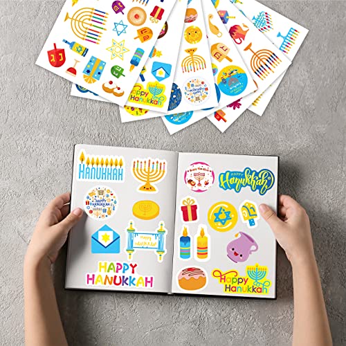Joy Bang Hanukkah Stickers for Kids, 24 Sheets Happy Hanukkah Stickers Decorations for Gift Bags Cards Water Bottles Chanukah Party Favors Supplies Decor - style: Hanukkah