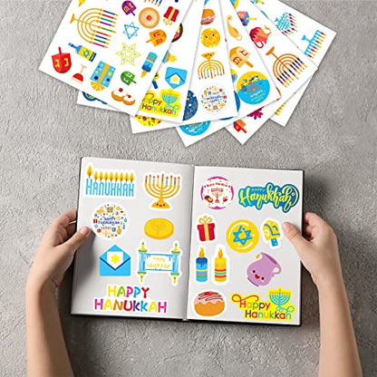 Joy Bang Hanukkah Stickers for Kids, 24 Sheets Happy Hanukkah Stickers Decorations for Gift Bags Cards Water Bottles Chanukah Party Favors Supplies Decor - style: Hanukkah