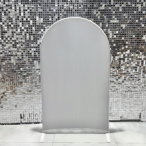 Arch Fabric Backdrop Covers Wedding Ripples White Color Arched 6ft Panel Cover Stretchy Decor Banner for Birthday Banquet Parties Bridal Shower, W75cm H180cm (30''by 72'')