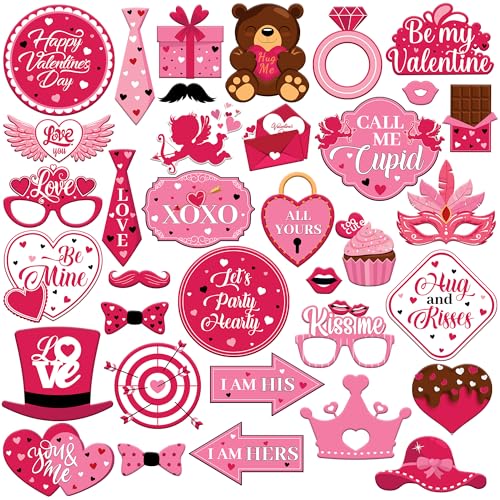 KatchOn, Pink Valentines Day Photo Props - Huge, Pack of 35 | Valentines Photo Booth Props for Valentines Day Decorations | Valentines Photo Props, Valentine Decorations | Galentines Day Decoration - color: Pink Cupid