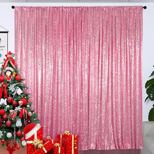 Partisout Polyester Sequin Backdrop 4ft x 7ft, Pink Gold, for Wedding, Party, Photography, Curtain, Includes 1 Panel - color: Pink Gold, size: 4ftx7ft