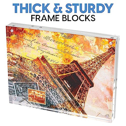 Mammoth DuraClear 6x8 Acrylic Photo Frame - Frameless & Thick Design - Perfect for Family Photos, Art, and Cherished Postcards - size: 6x8 Frame