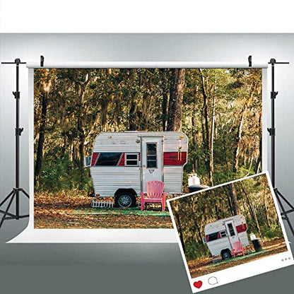 Forest Camper Backdrops for Camping Themed Party Supplies Sunny Woods Outside Holiday Relax Banner 7x5ft Photo Booth Prop BJYYLU547 - size: vinyl-7x5ft