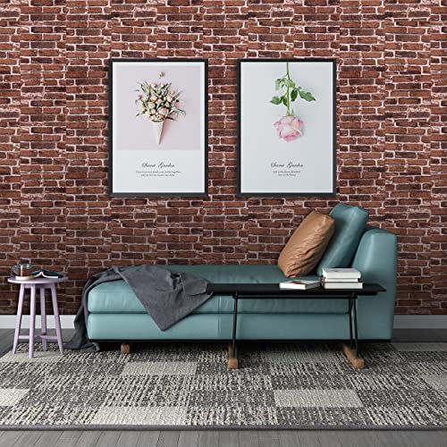 10PCS 3D Wall Panels Peel and Stick Foam 3D Brick Wallpaper Peel and Stick Red Faux Stone Wall Panel Self-Adhesive Wallpaper (10PCS, Red) - color: Red, size: 10PCS
