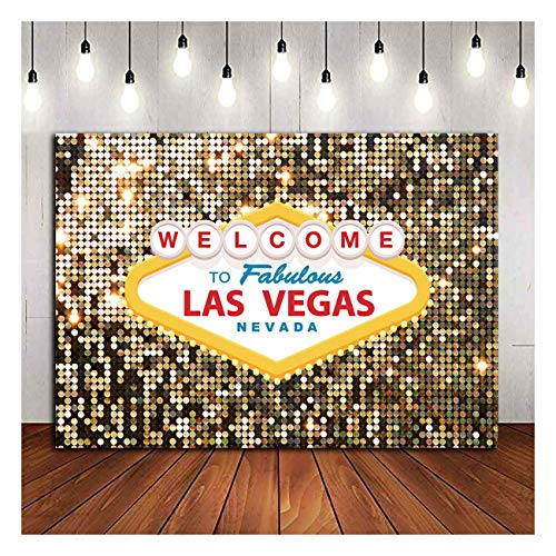 Welcome to Las Vegas Photography Backdrops 7x5ft Vinyl Fabulous Casino Poker Movie Themed Vintage Costume Dress-up Birthday Prom Ceremony Photo Background Studio Booth Props Supplies - size: 7x5 FT