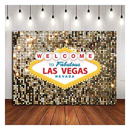 Welcome to Las Vegas Photography Backdrops 7x5ft Vinyl Fabulous Casino Poker Movie Themed Vintage Costume Dress-up Birthday Prom Ceremony Photo Background Studio Booth Props Supplies - size: 7x5 FT